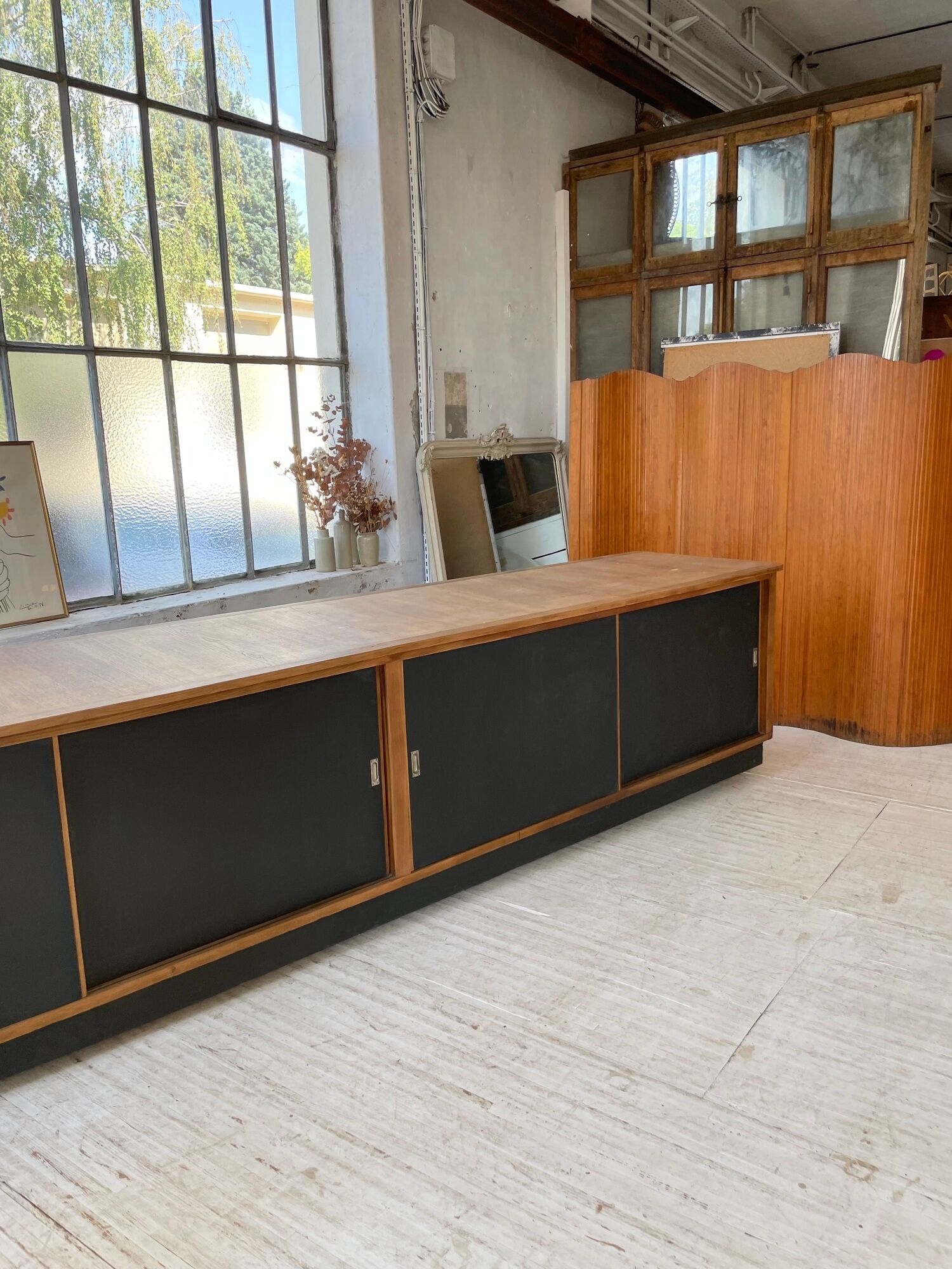Two-sided counter sliding doors oak XXL 4m enfilade