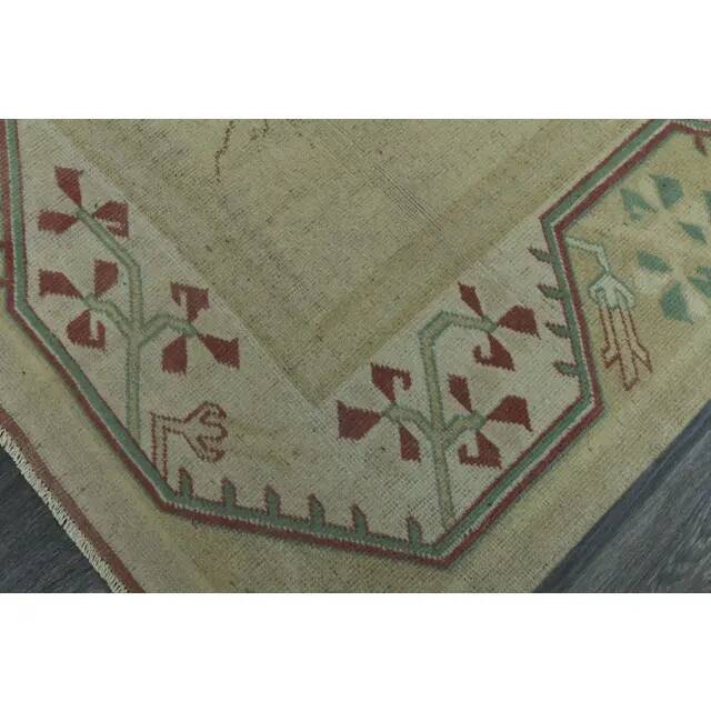 1970s Vintage Turkish Oushak Handmade Wool Cotton Beige Area Rug 158x229