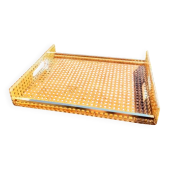 Plateau en cannage et lucite Alpac Creation 80's