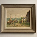 Charles Vaniscotte: oil painting on canvas / port in Brittany