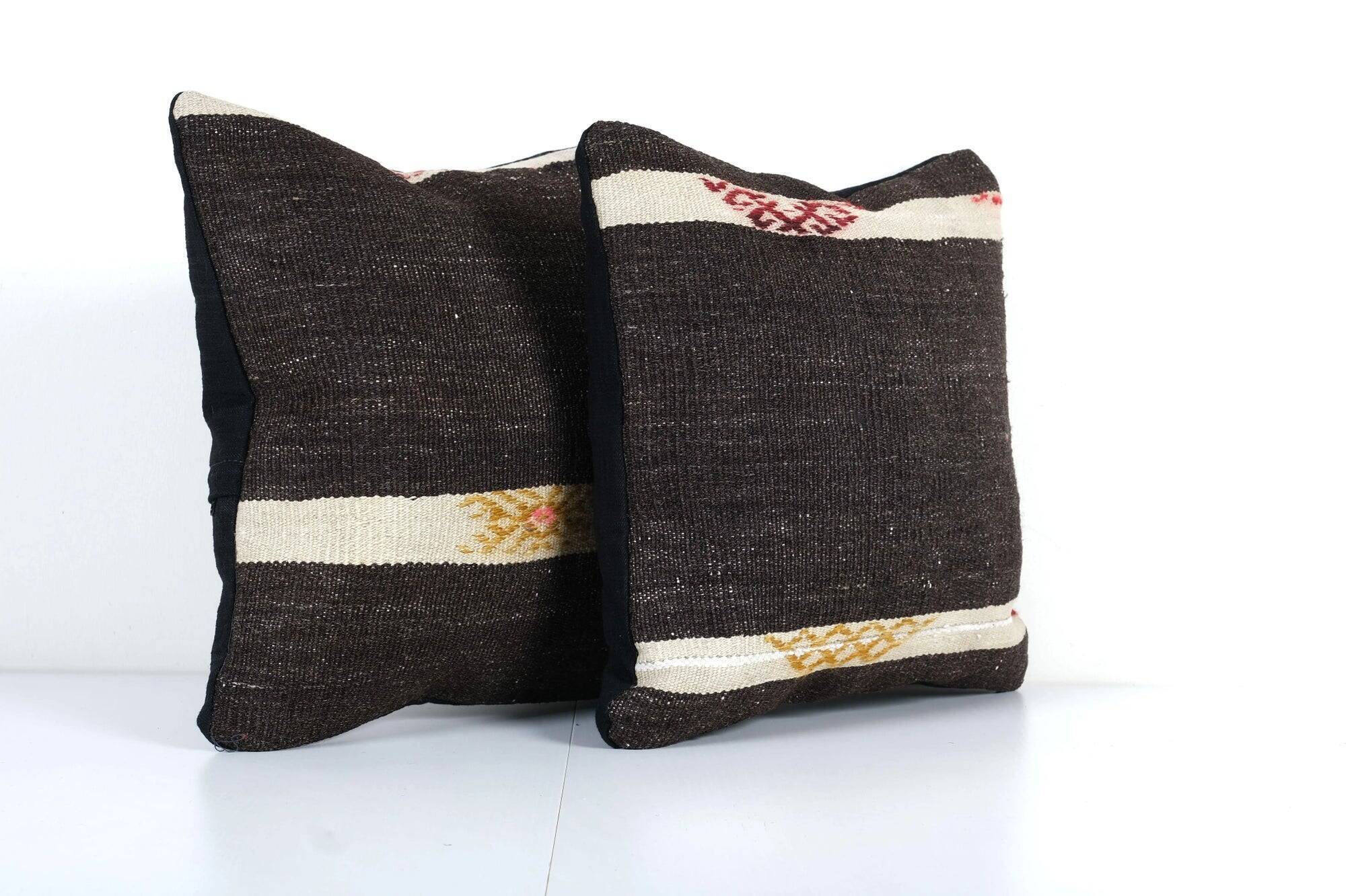 Set of 2 vintage kilim cushion covers 38x38 cm
