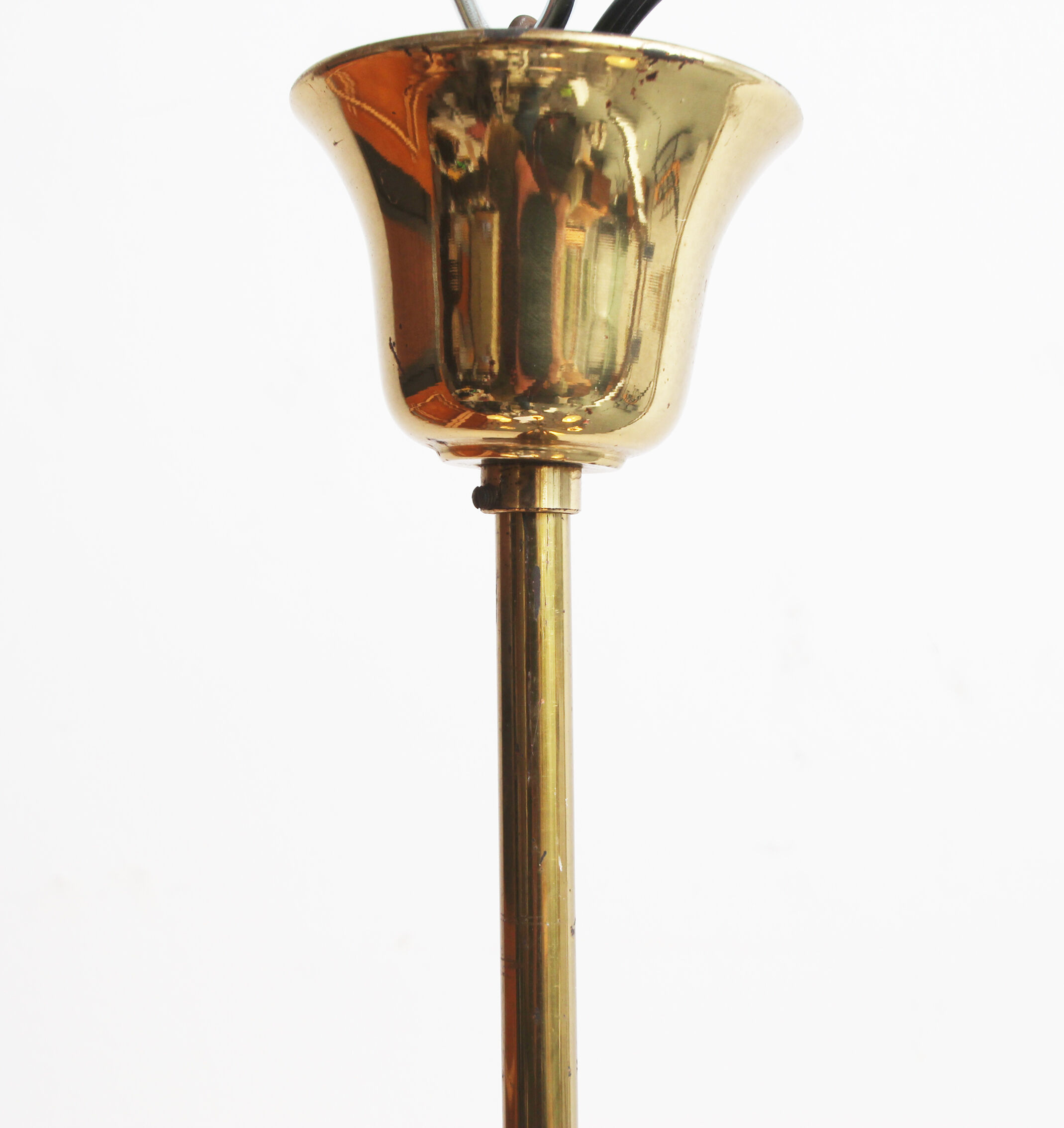 1950s chandelier in brass and glass
