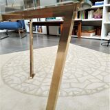 Brass round coffee table with 70s glass tray