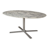 Table de repas en marbre et acier chromé, aluminium coulé, France 1970