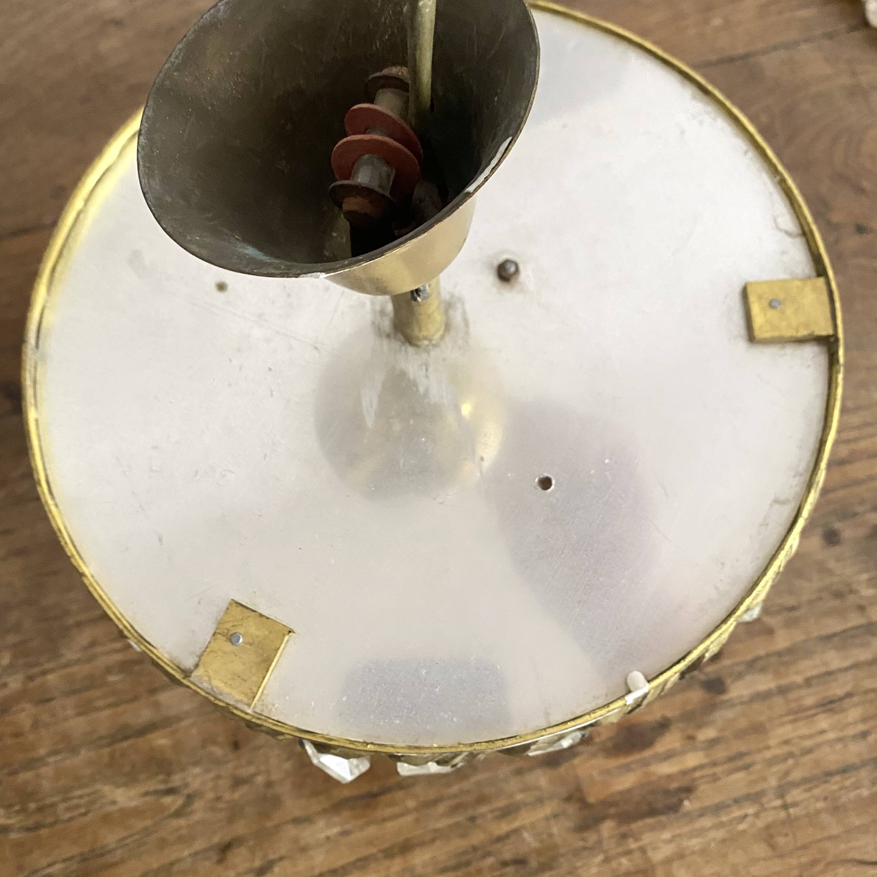 Basket ceiling light with tassels and brass