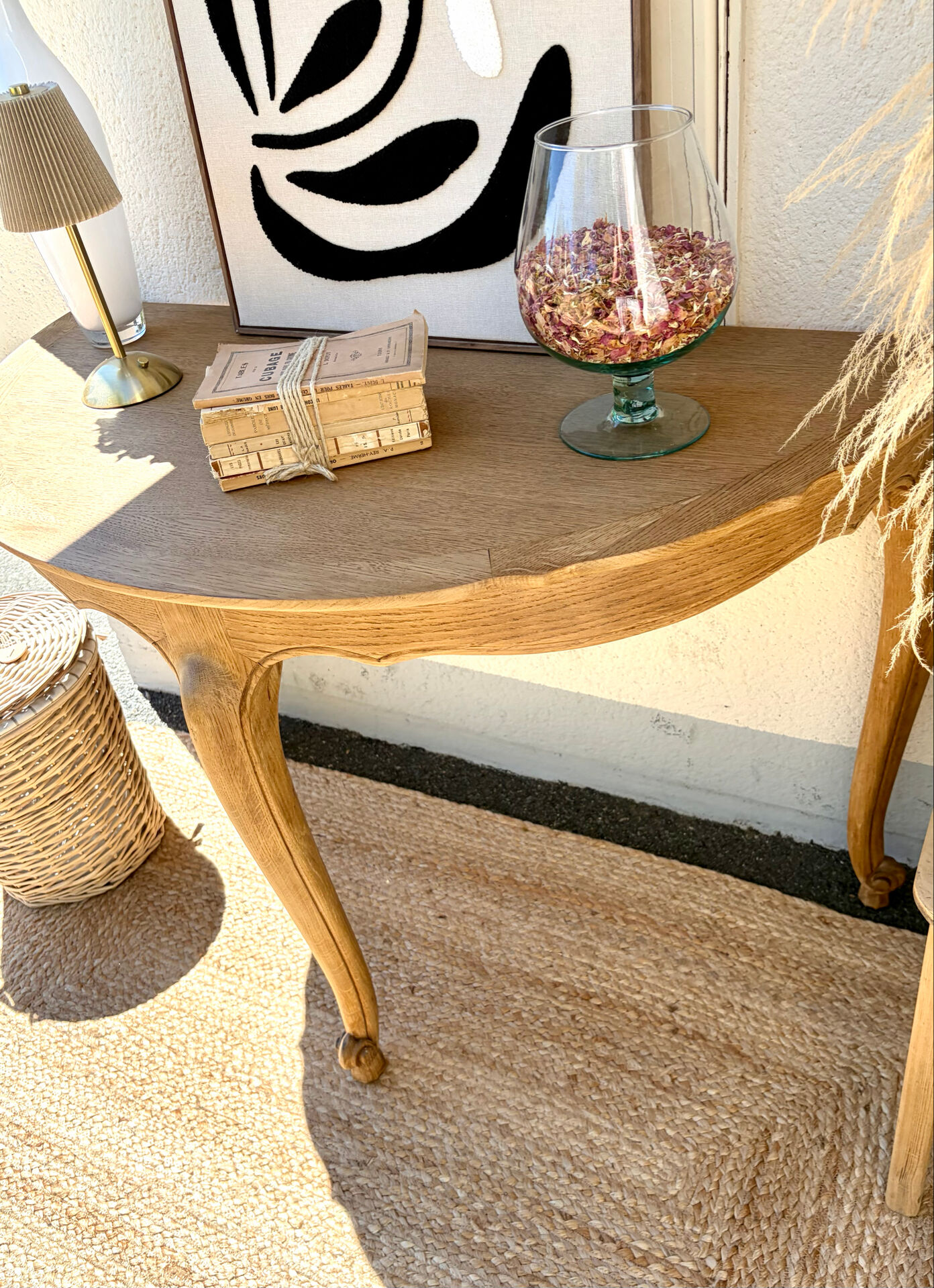 Golden oak console