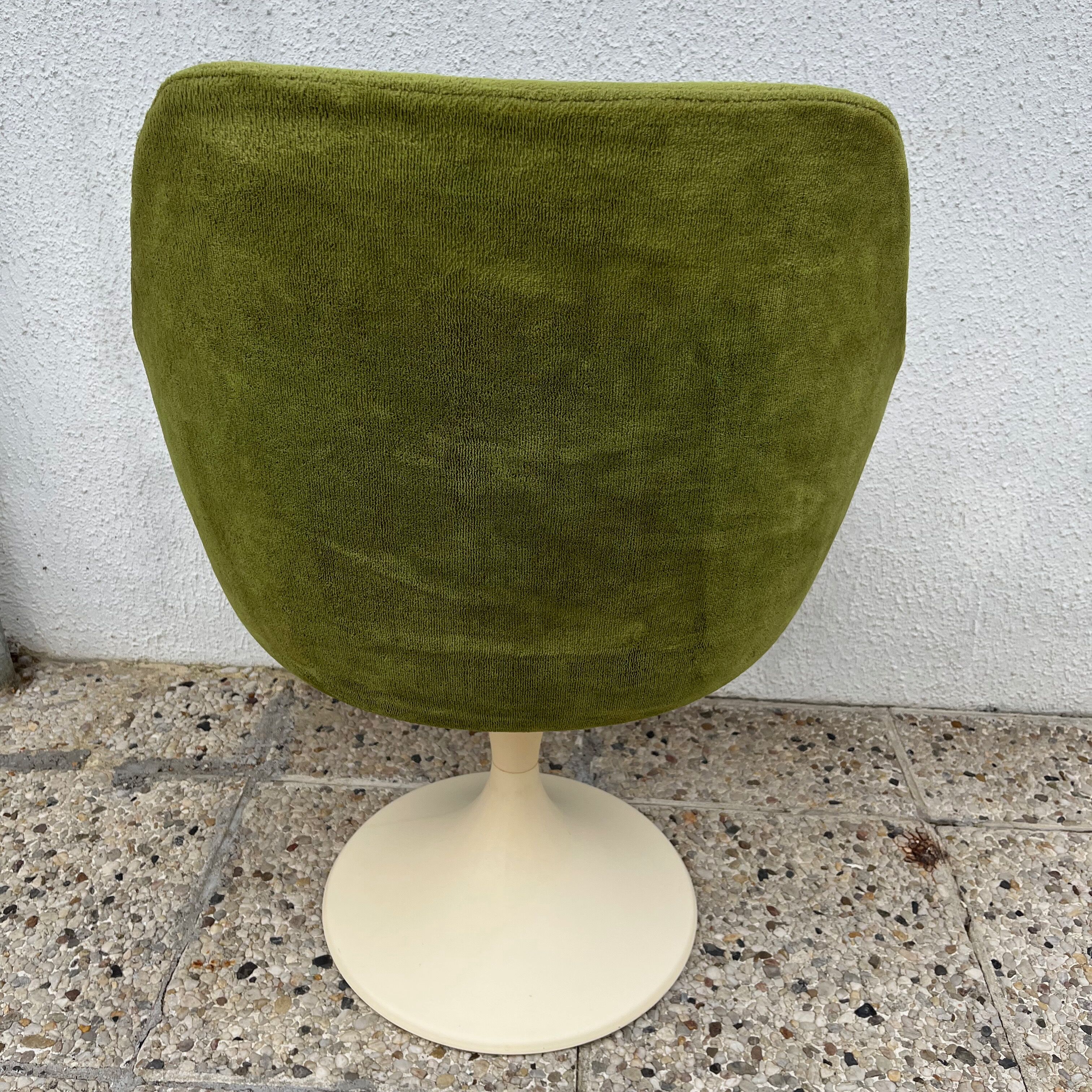 Lot de 2 fauteuils pivotant en velours vert