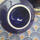 Cobalt blue porcelain bonbonnière with gold decoration on feet.