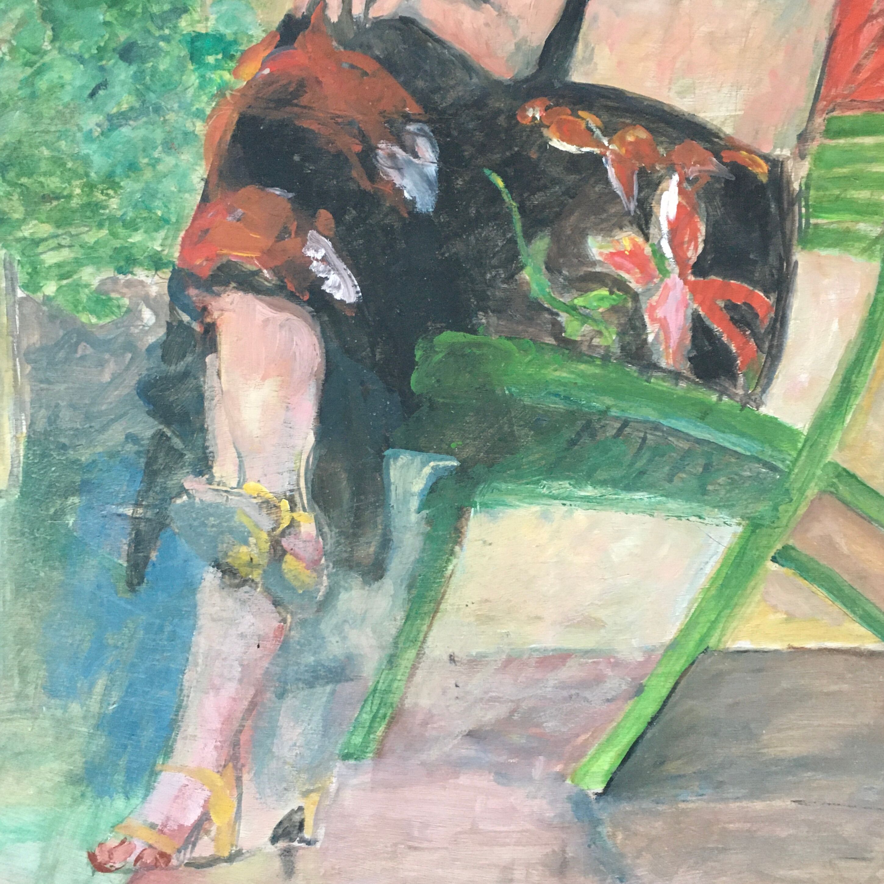 Painting woman in the garden