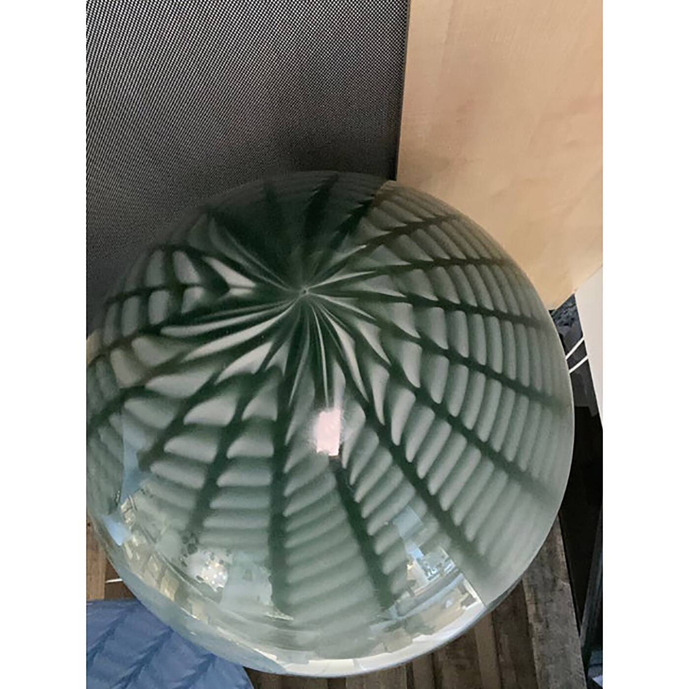 Contemporary Blue and Milky-White Spider Sphere Pendant in Murano Glass