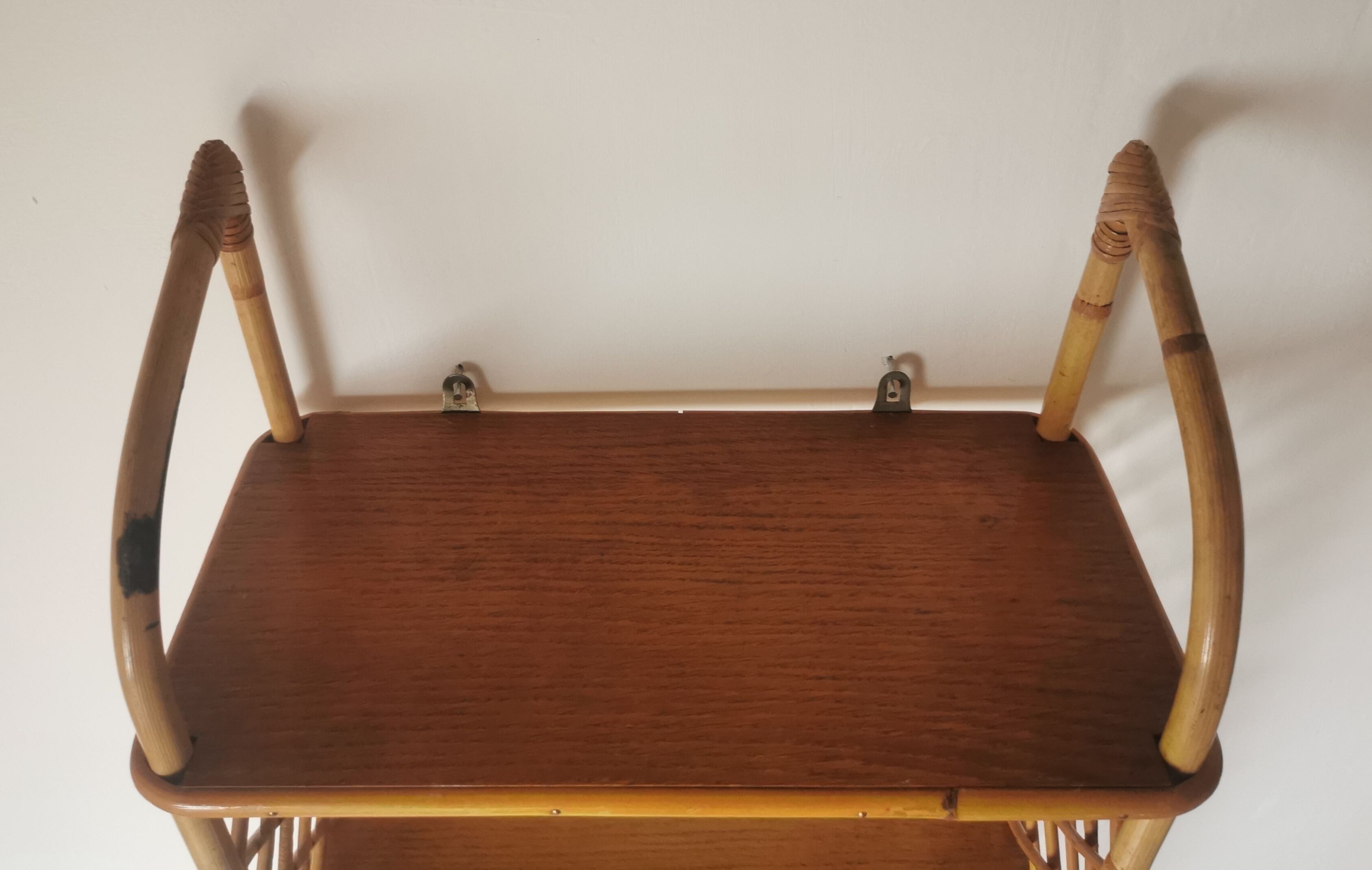 Vintage rattan wall shelf
