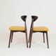 Modern Set of 4 Dining Chairs, Ochre Bouclè and Dark walnut beech wood