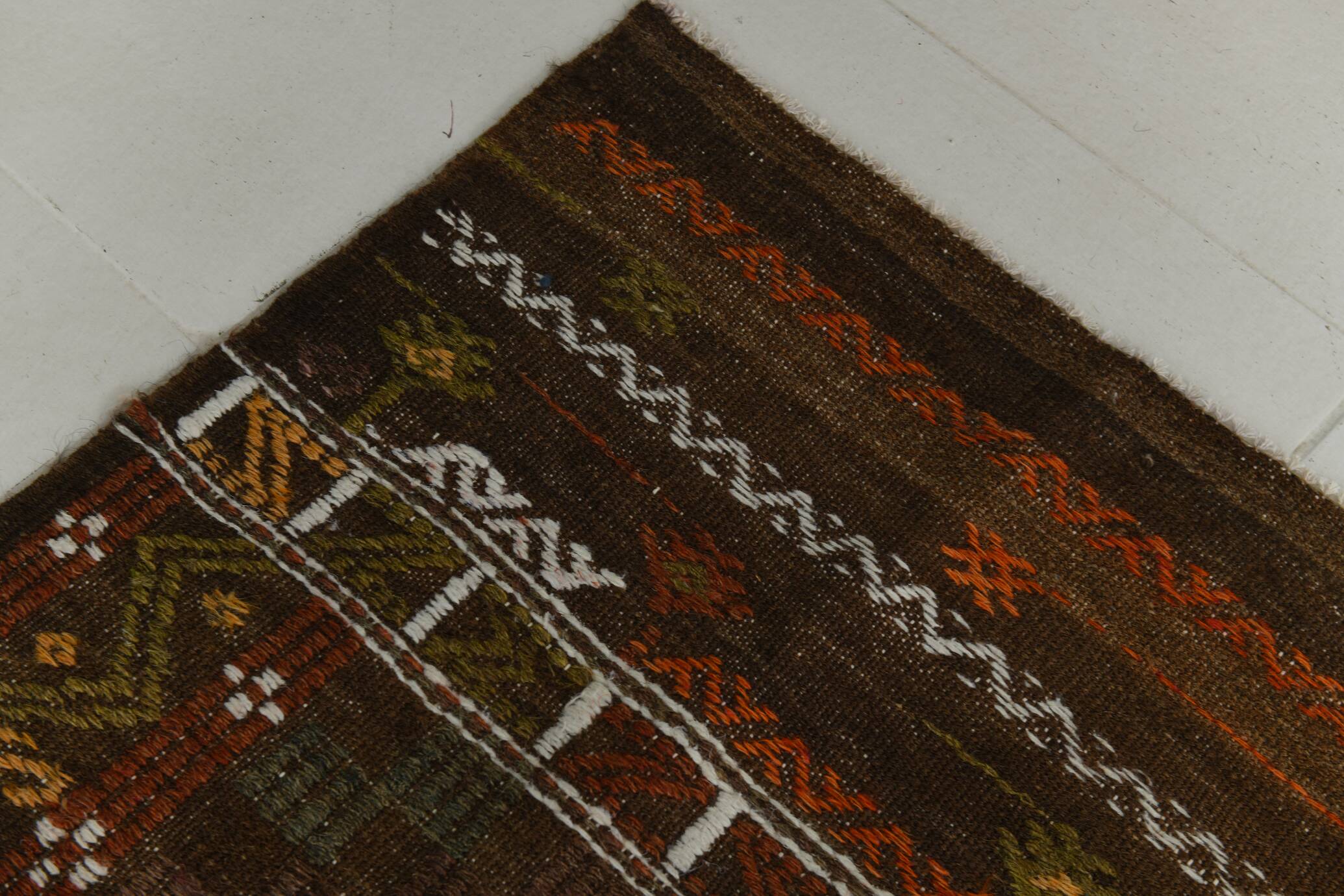 Geometric Pattern Vintage Kilim Rug, 207x301Cm
