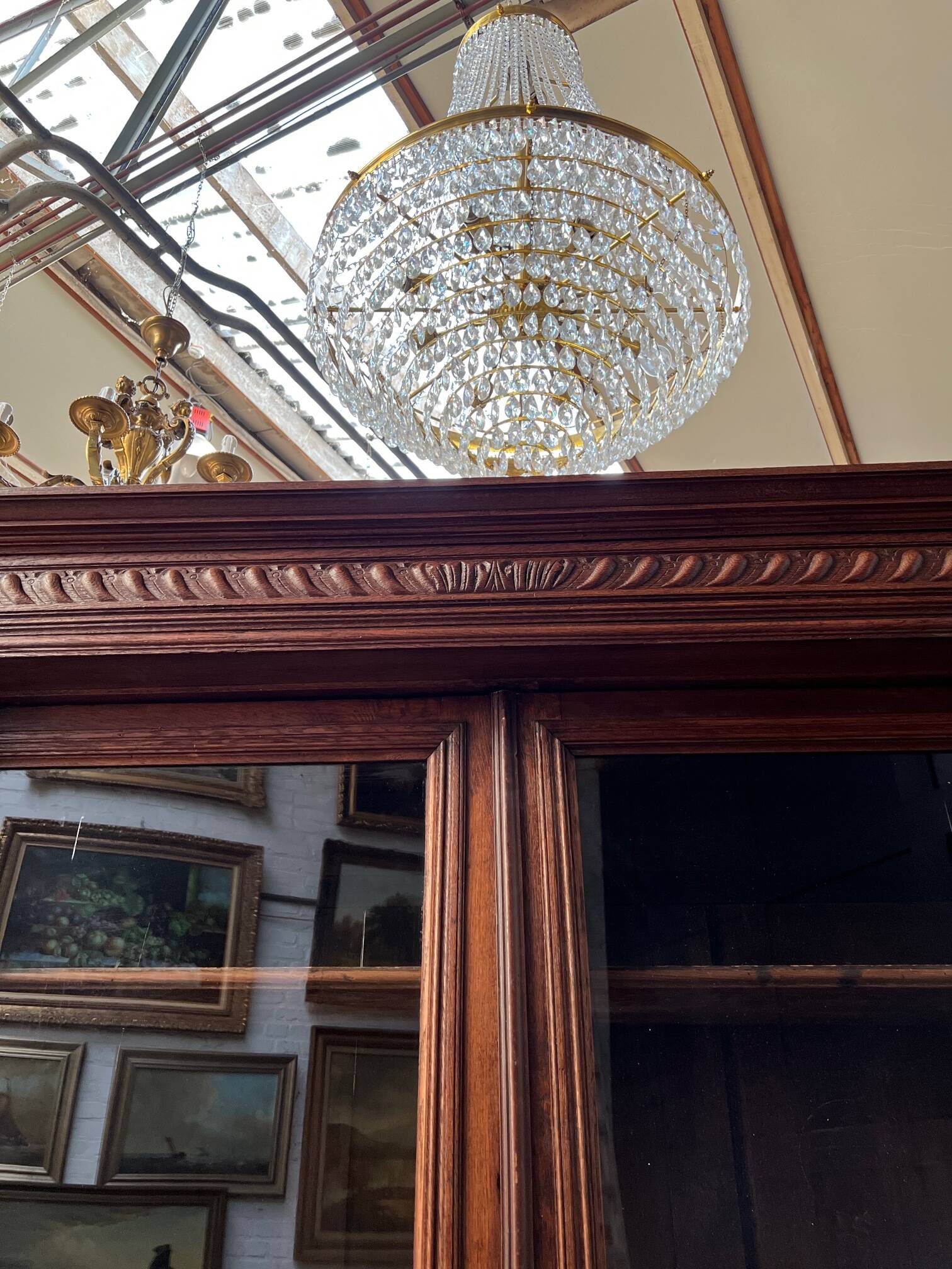 Henri II style library. Solid oak.