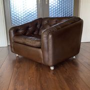 Vintage leather armchair C610 by Geoffrey Harcourt for Artifort, 1960s