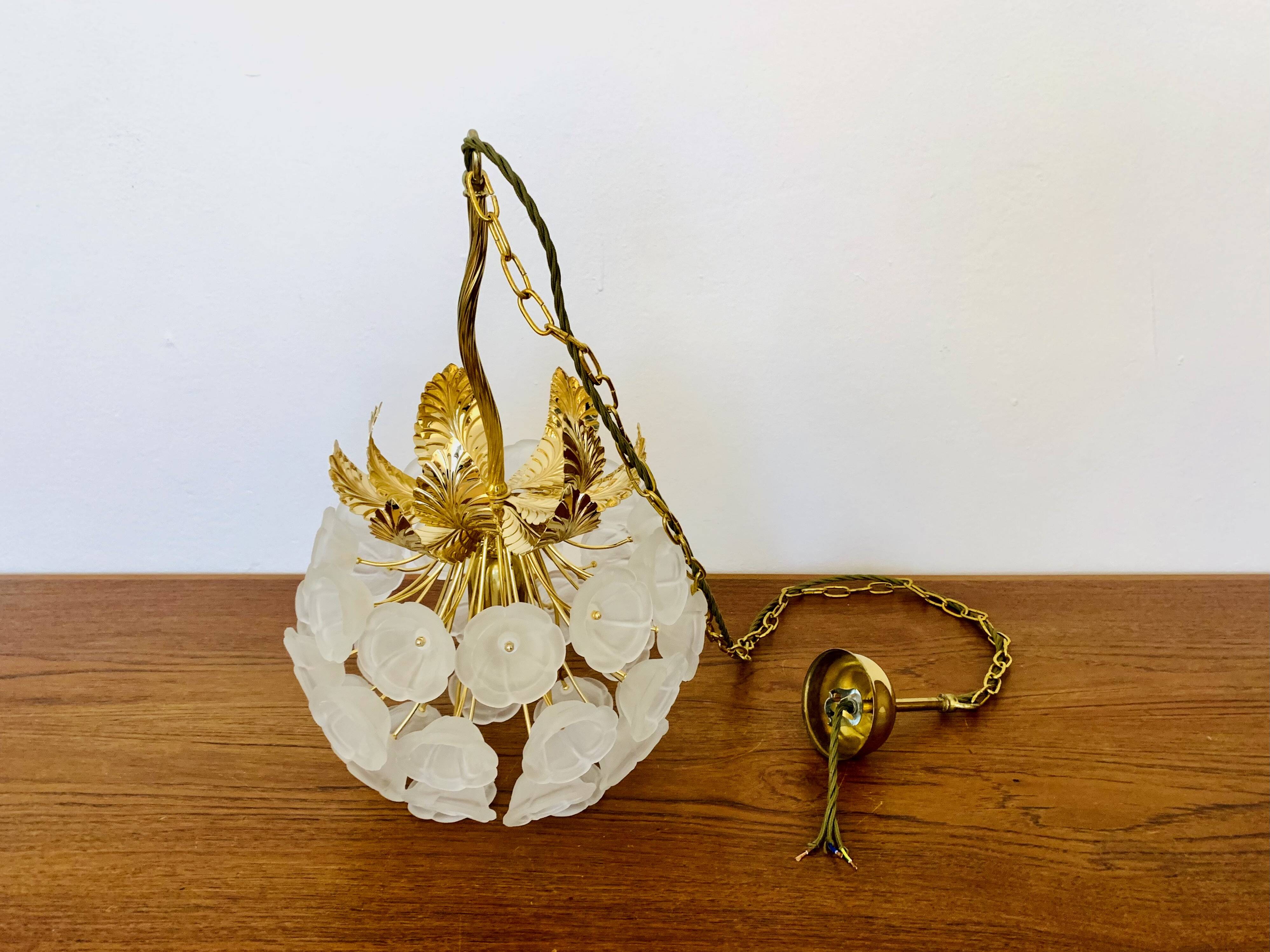 Floral Crystal Glass Chandelier by Ernst Palme