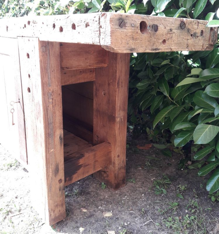 Workshop workbench L261xD50xH80,5cm old beech