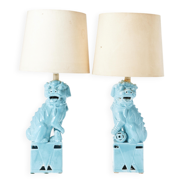 Le style William Billy Haines lampes de table chinoises Fu Dog vers 1970
