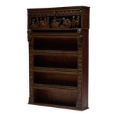 Antique expressive carved bookcase, France, 19th century