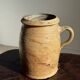 Large matte stoneware oval pot with beige handle H21 D12