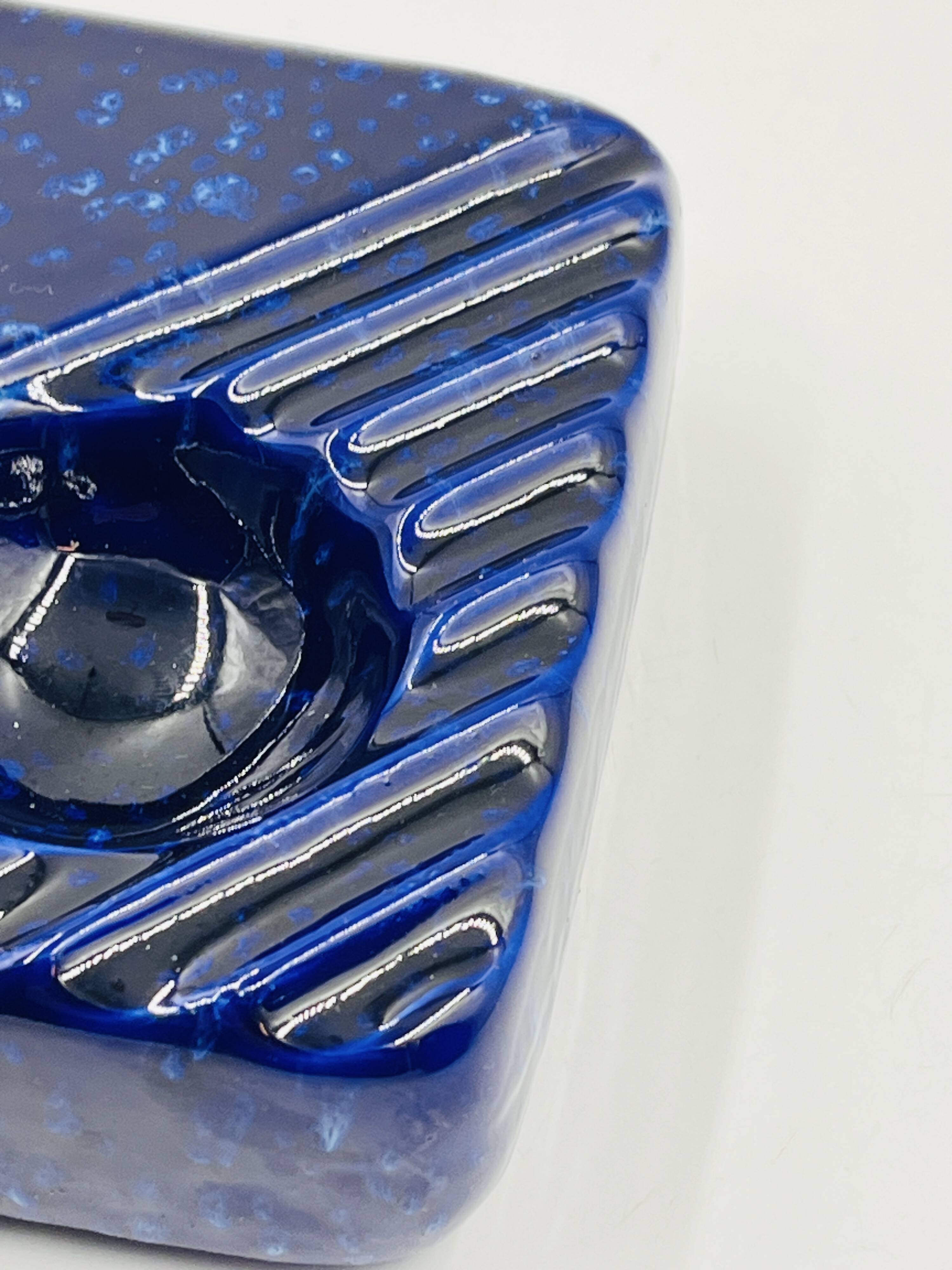 Cobalt blue ceramic ashtray, designed by Cari Zalloni