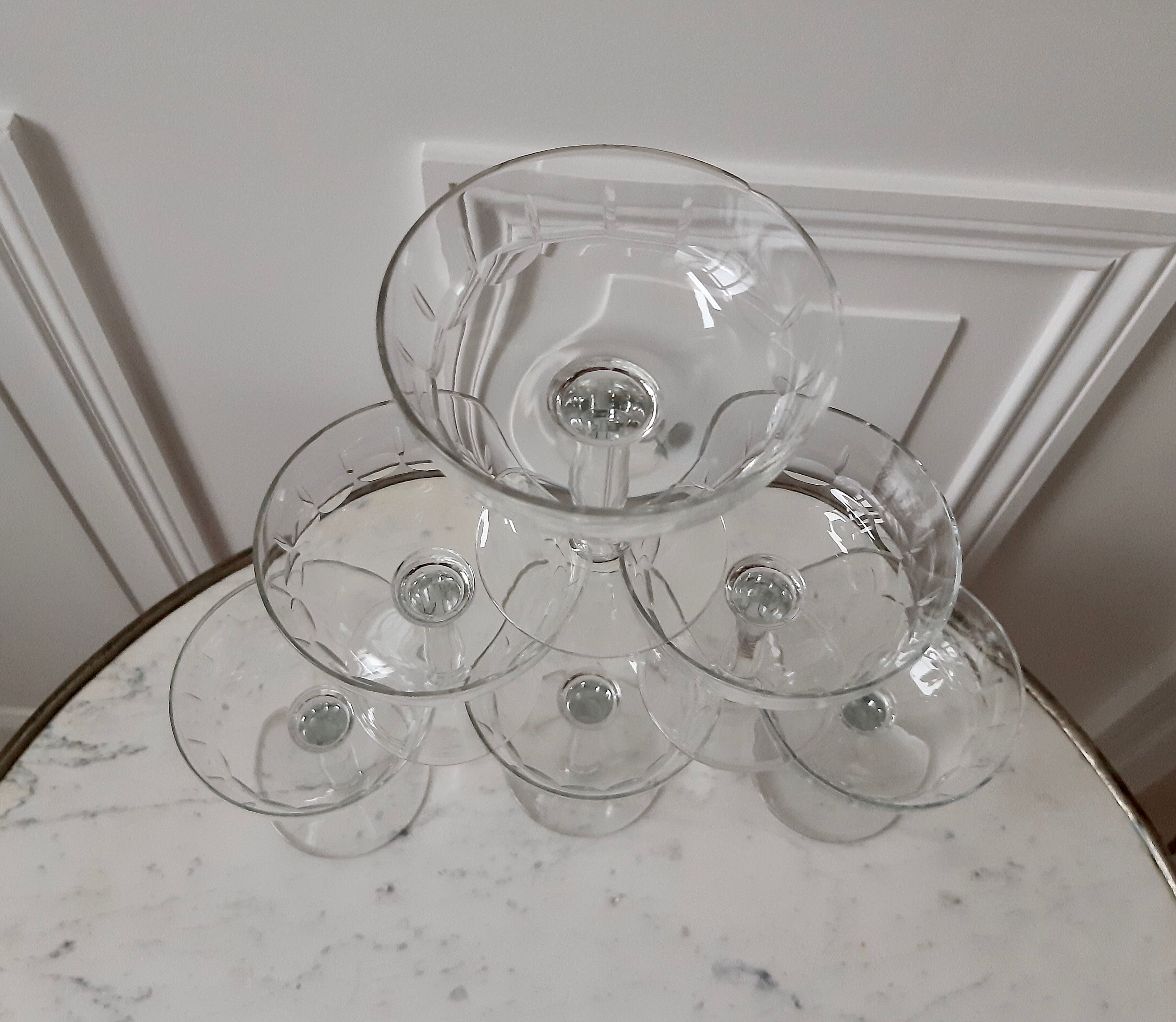 Lot de 6 coupes à champagne en cristal