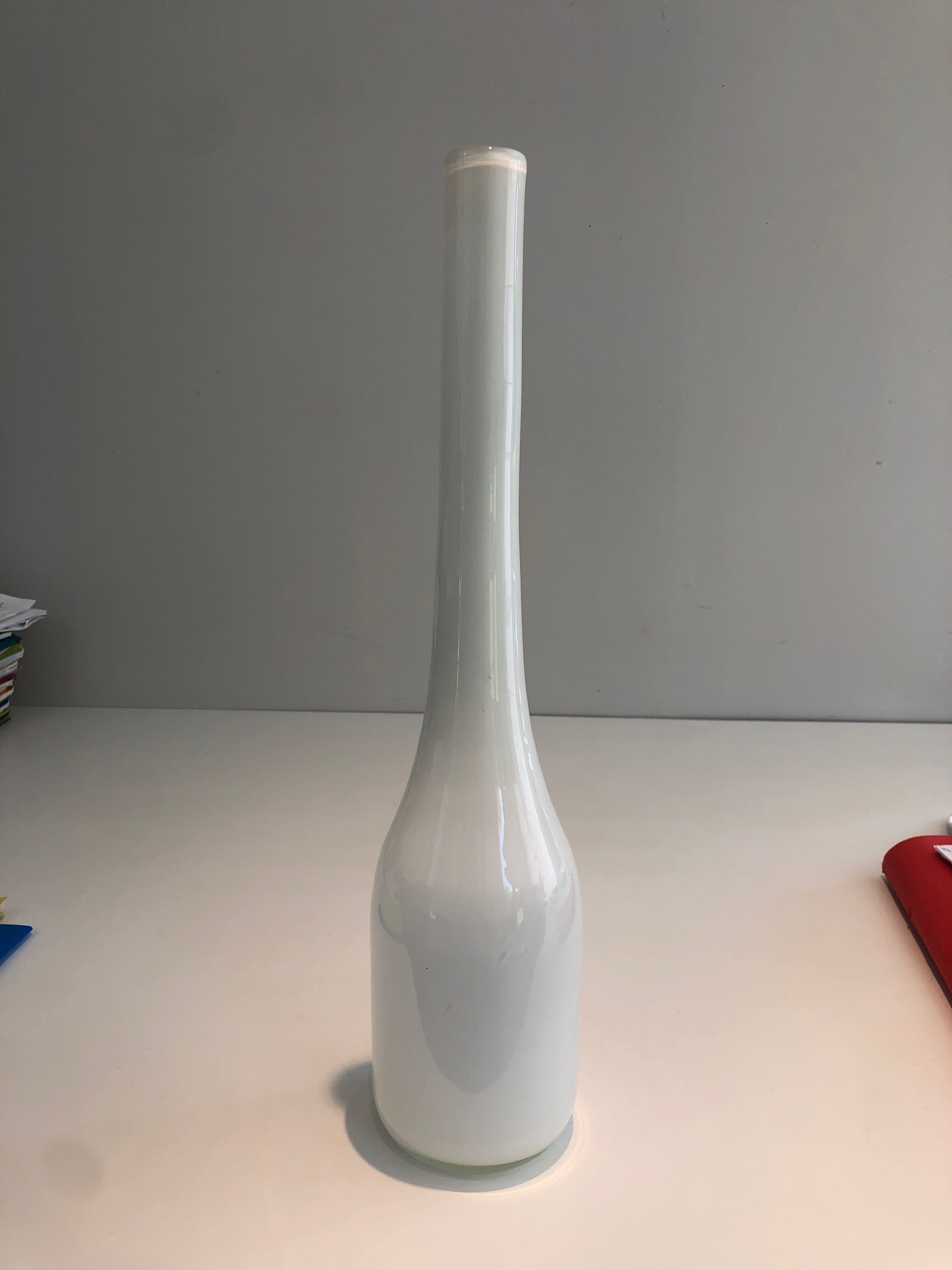 White opaline glass vase