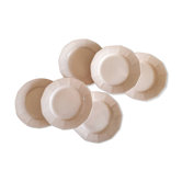 6 assiettes plates anciennes Digoin modèle beige rosé de manufacture française.