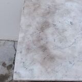 Bistro pedestal table in marble and cast iron lion paws