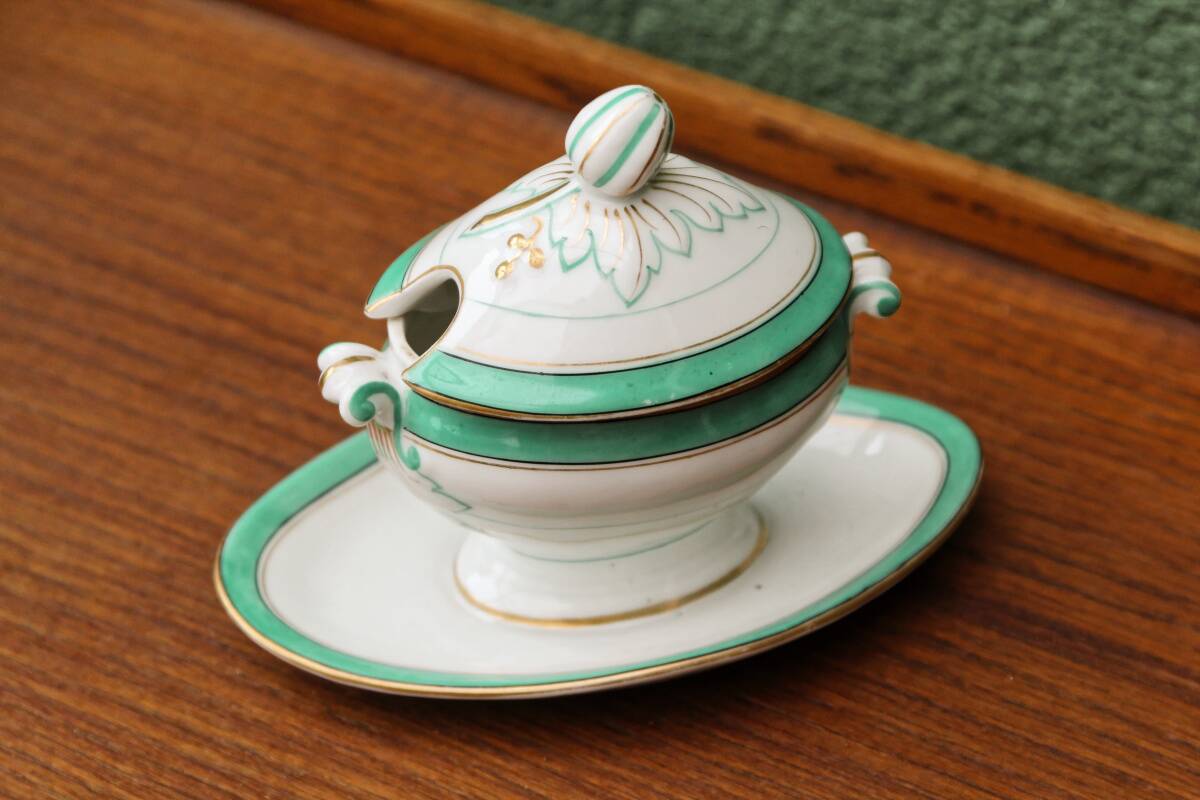 Antique mustard pot in Paris porcelain