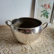 Silver-plated metal planter pot