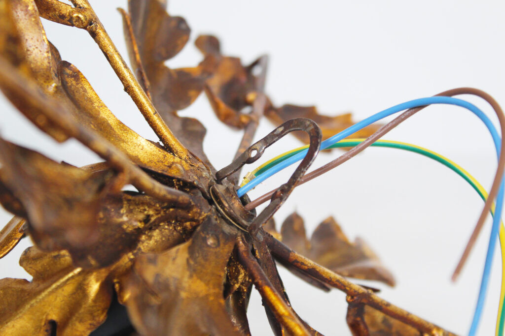 Medium size gilded floral flush mount light, Germany 1960s