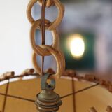 Vintage rattan and paper pendant light