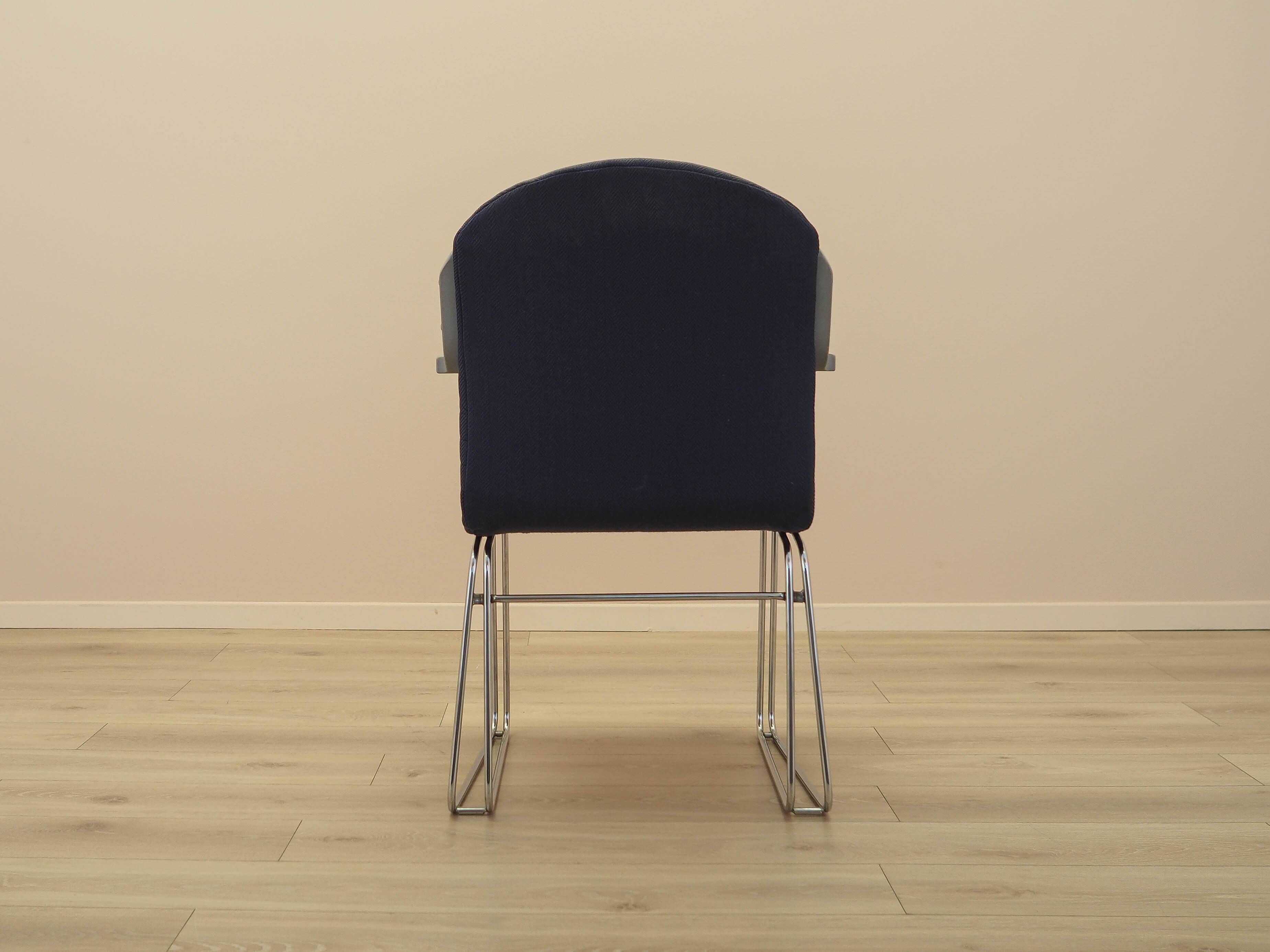 Italian cantilever chair 1990s blue fabric upholstery