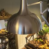 Industrial floor lamp in brushed steel