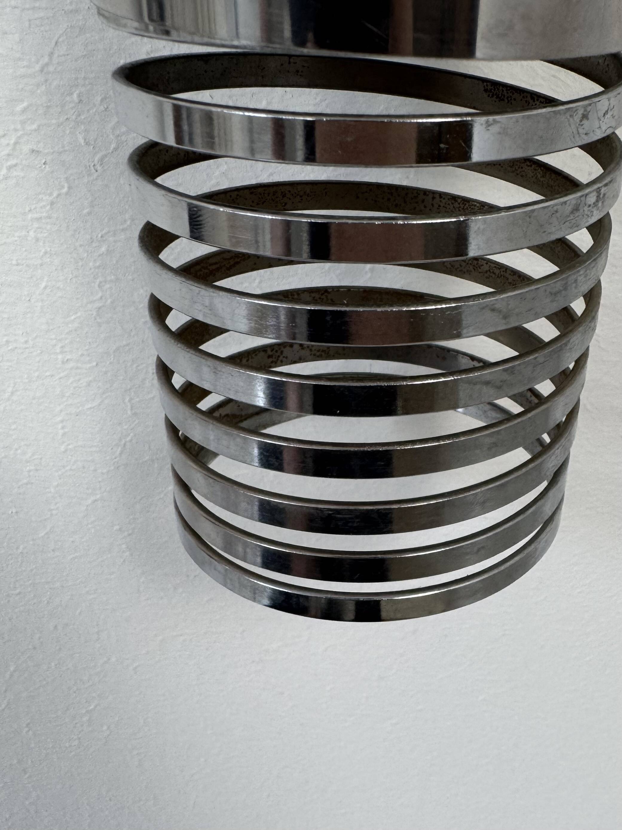 Pair of vintage chrome metal wall lights, France, 1970.