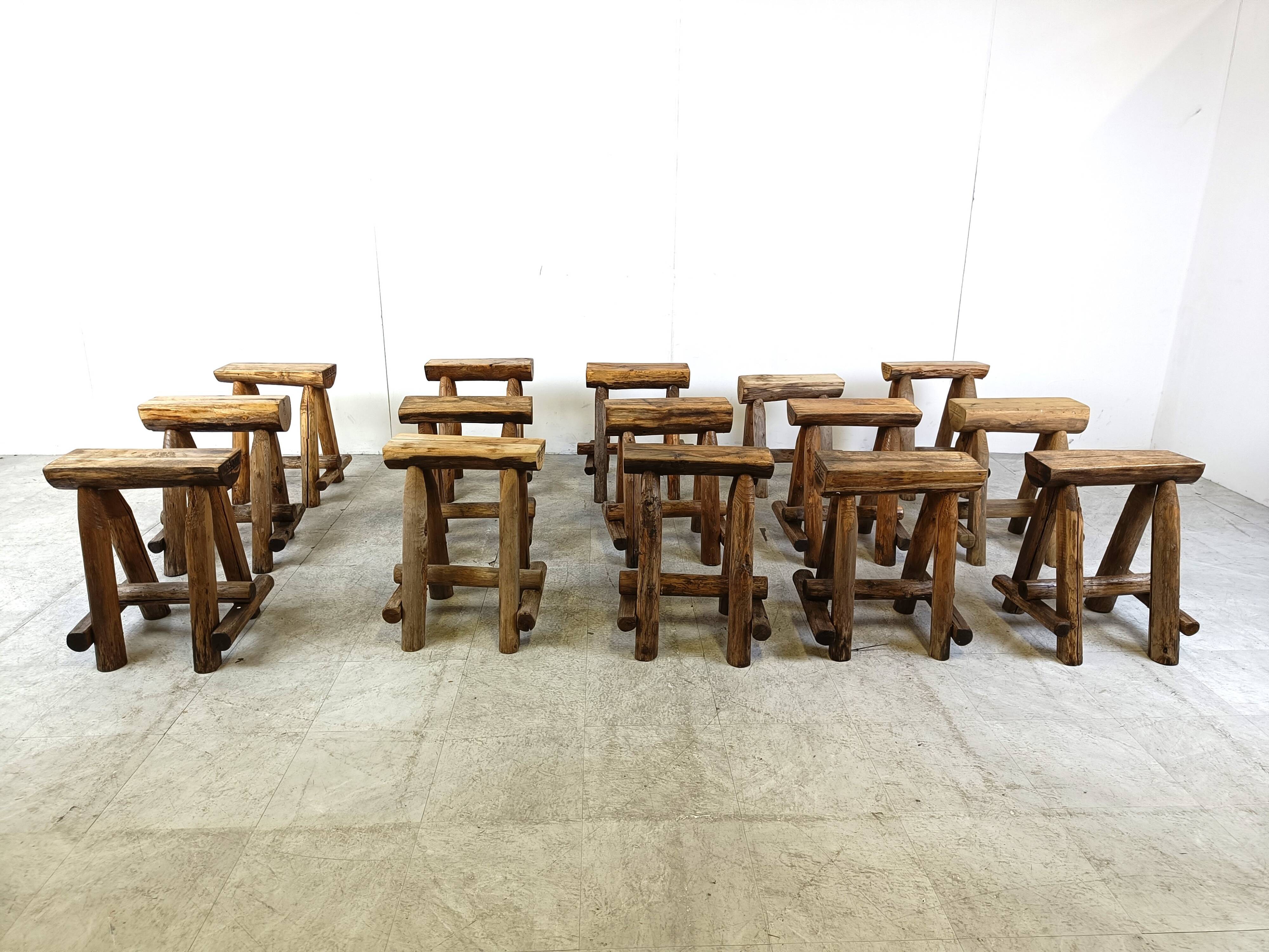 Vintage oak stools, 1970