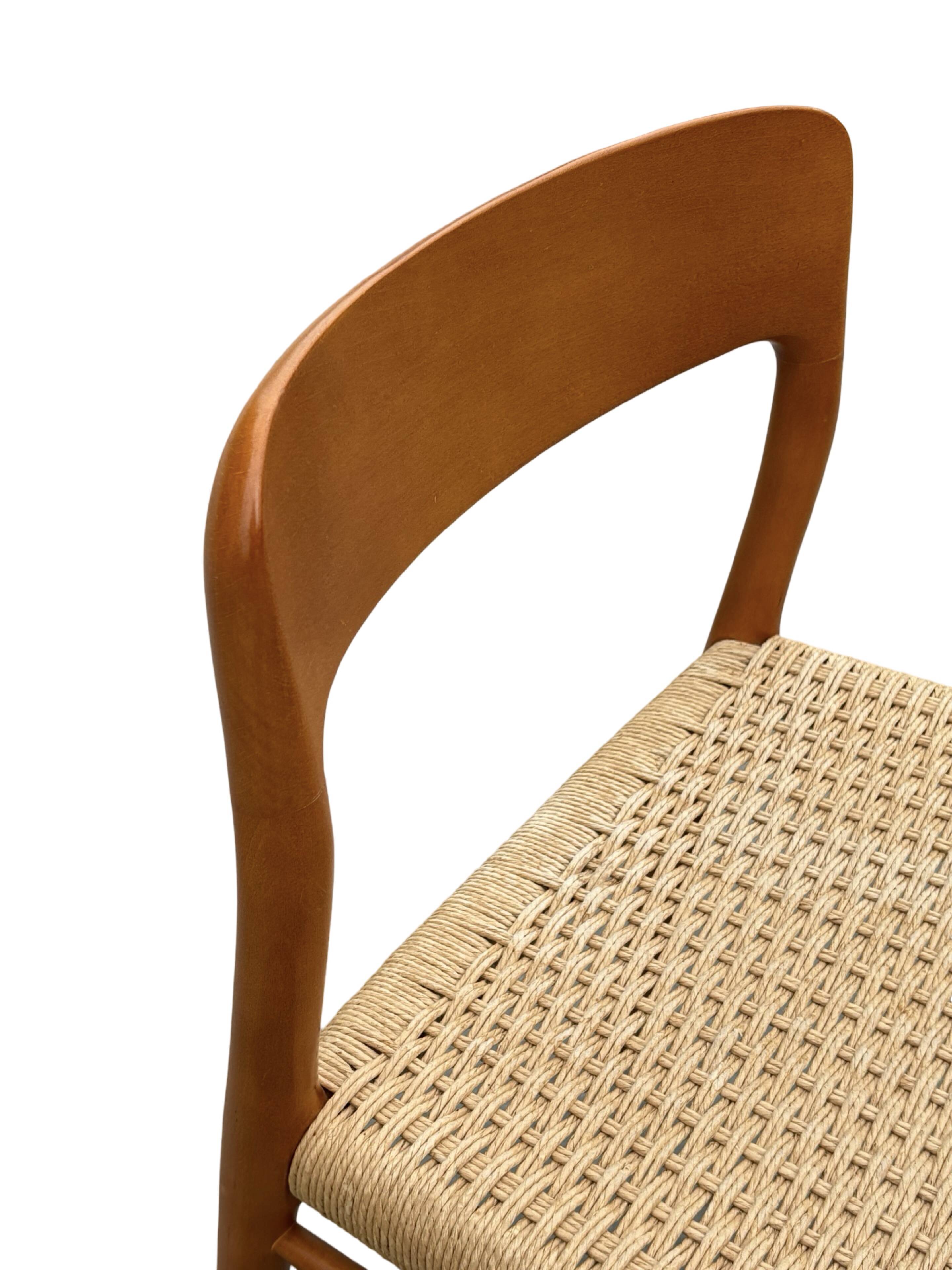 Set of 4 JL Moller model 75 chair by Niels Otto Moller Danish Design