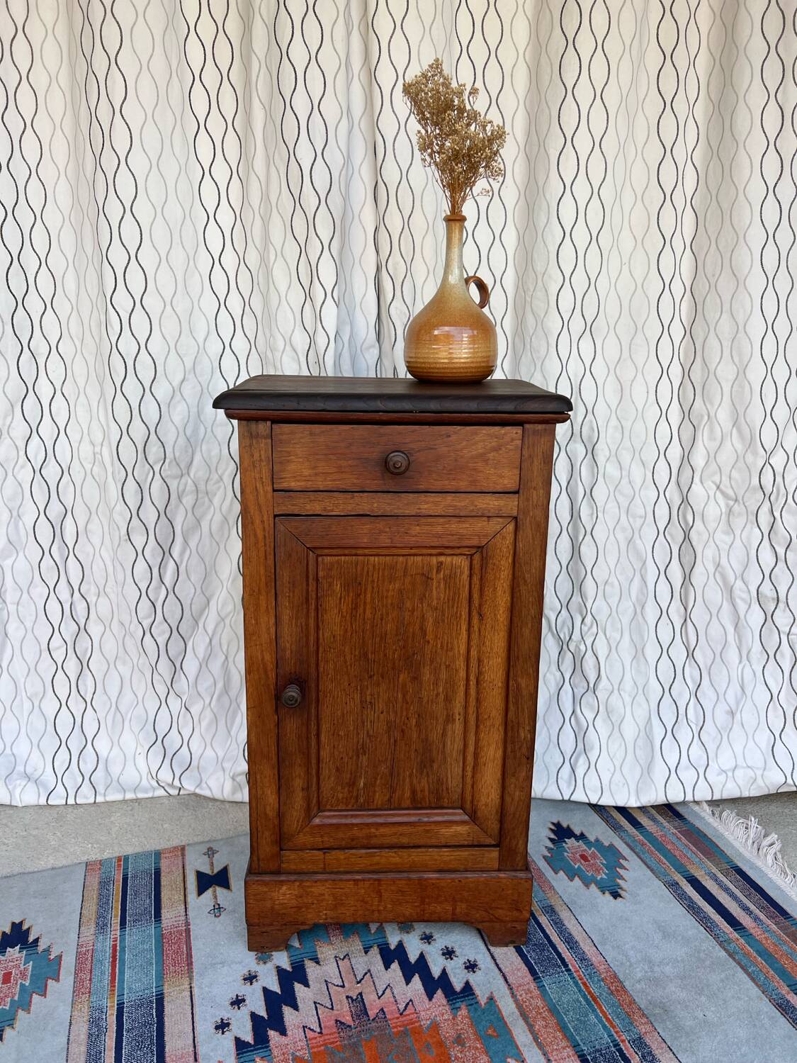 Vintage solid wood bedside table