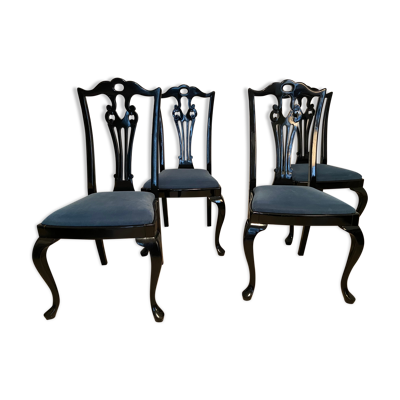 4 chaises laquées noires, 1970s