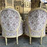Pair of shepherdess armchairs in Louis XVI 1900 style