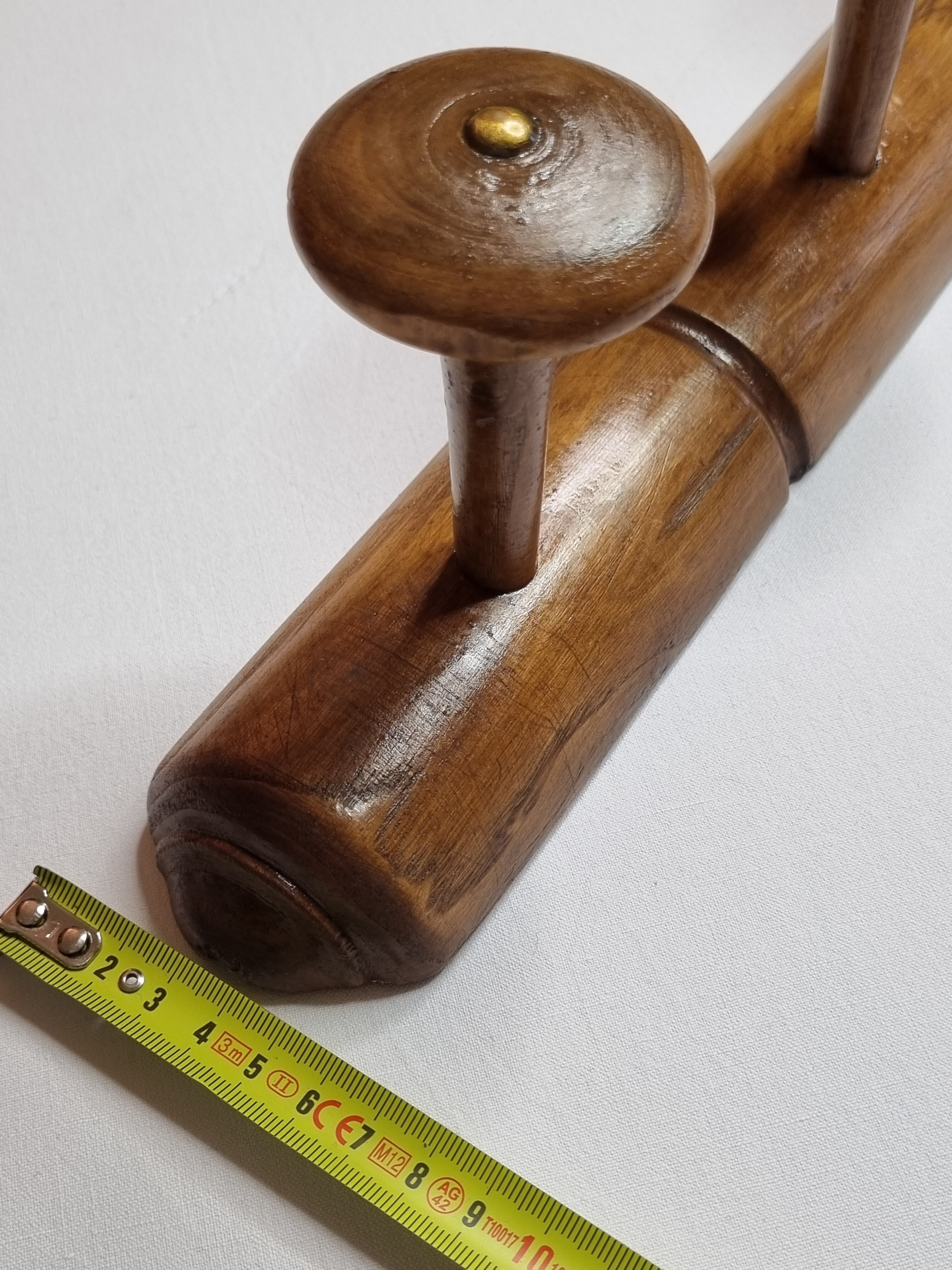 Wooden wall coat rack turned in imitation of bamboo, 6 hooks, 84 cm