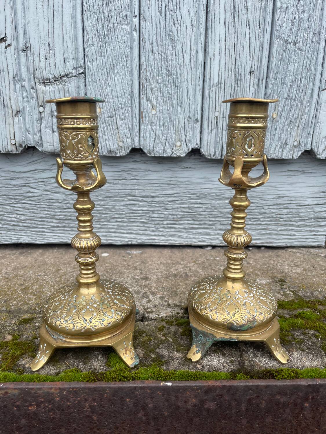 Old pair of candlesticks
