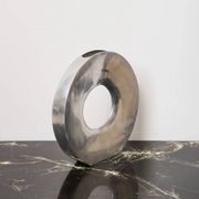Round openwork aluminium cast vase, 1970s