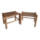 Set of 2 wood and straw stools
