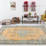 6x9 Shades Of Orange & Blue Vintage Rug, 186x289Cm