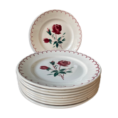 Set of 9 vintage flat plates in Badonviller earthenware