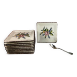 10 Square Dessert Plates by Emile Tessier, Malicorne