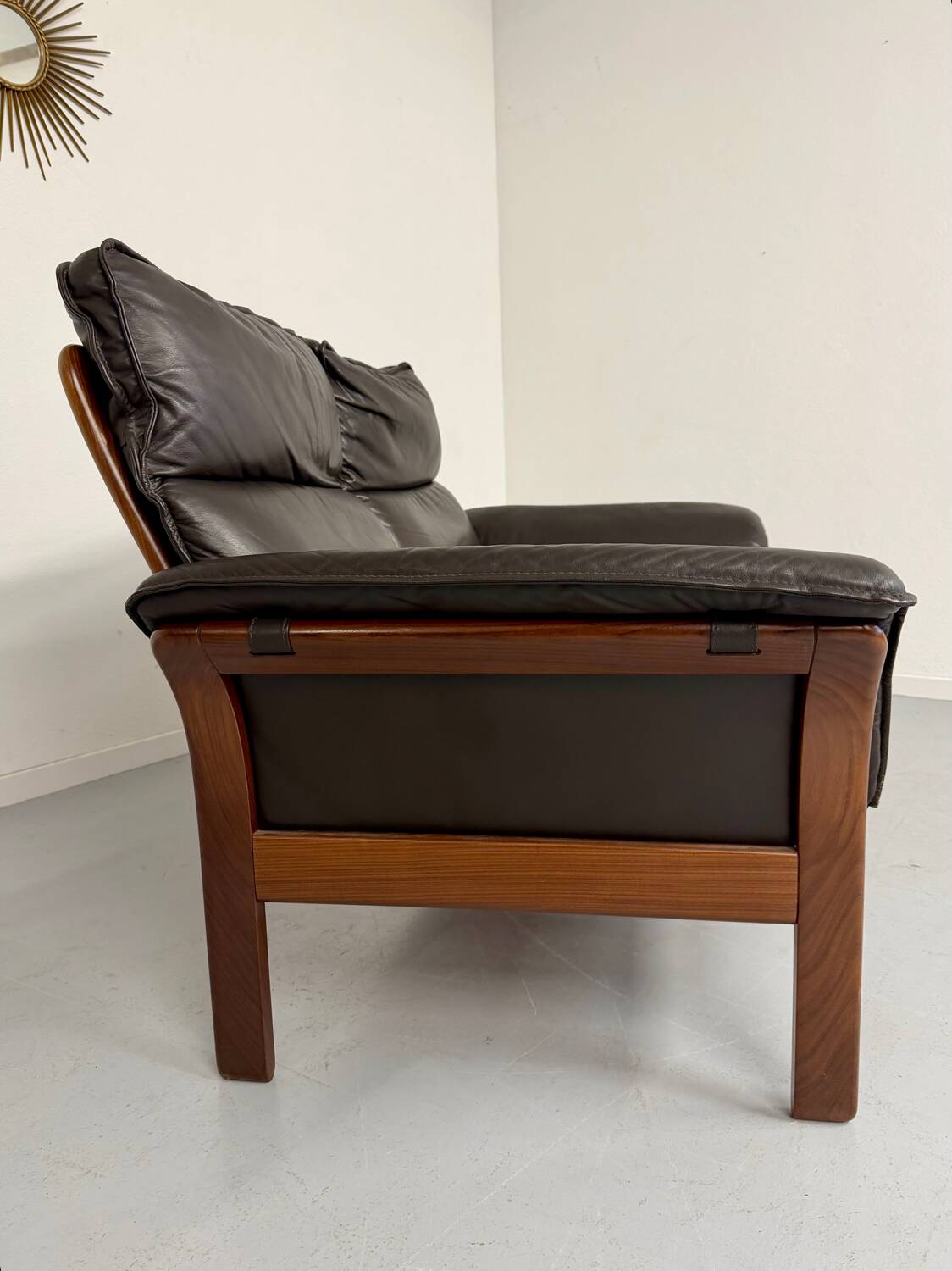 Vintage black leather Dreipunkt Scala design 2-seater sofa.