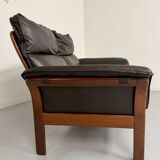 Vintage black leather Dreipunkt Scala design 2-seater sofa.